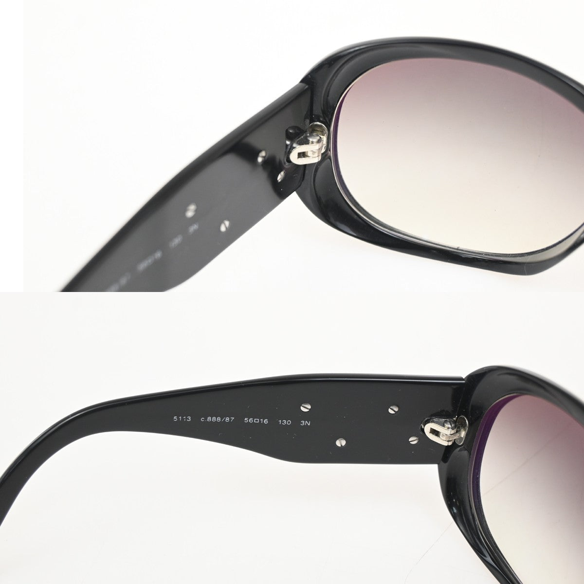 CHANEL CC Logo Camellia Sunglasses Eye Wear Plastic Black 5113 Italy 63ZA113