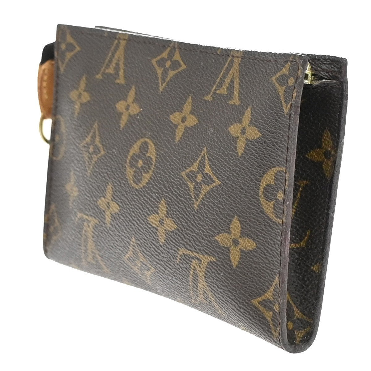 LOUIS VUITTON Logo Bucket PM Pouch Bag Monogram Leather Brown France 60KP176