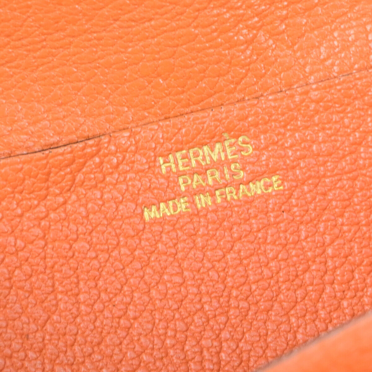 HERMES Bearn Long Bifold Wallet Chevre Mysore Goatskin Leather Orange 69YG766