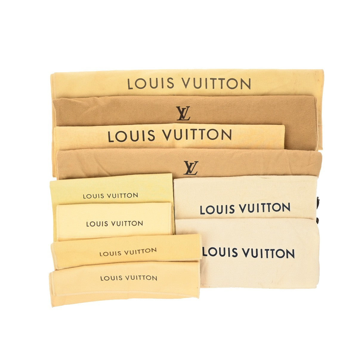 LOUIS VUITTON Logo 10 Set Dust Bag Drawstring Canvas Cotton Beige Brown 09EF813