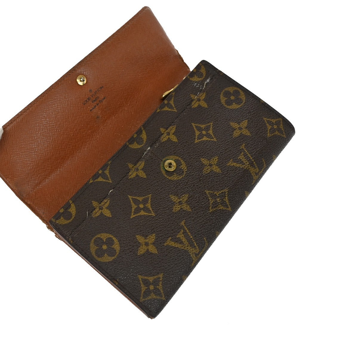 LOUIS VUITTON 3 Set Bifold Trifold Wallet Purse Monogram Leather Brown 04KB648