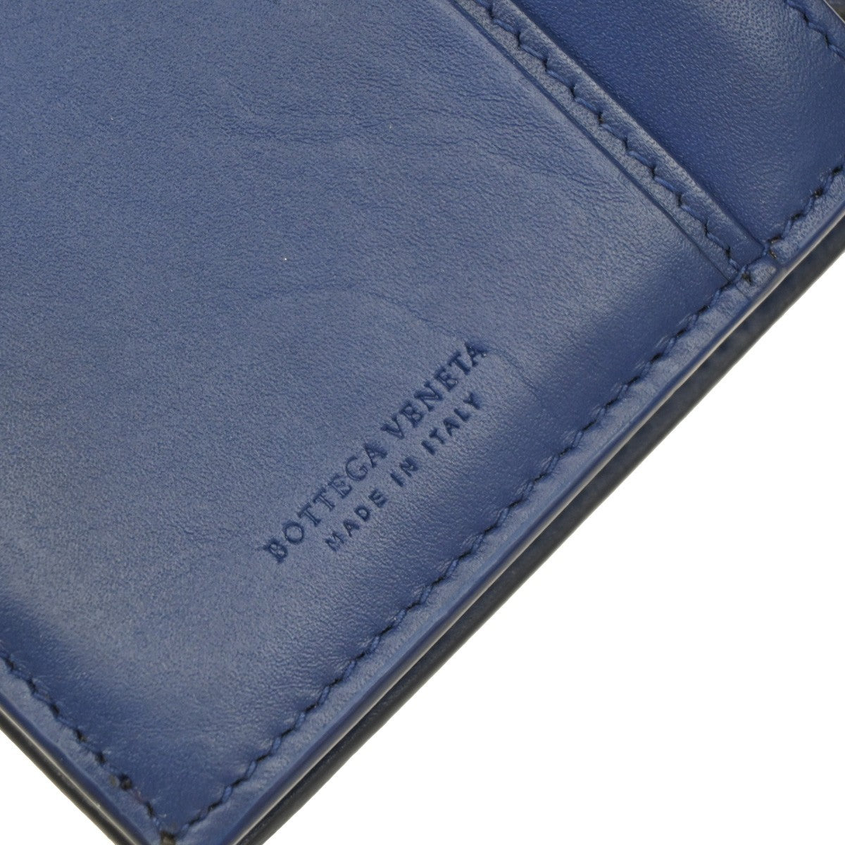 BOTTEGA VENETA Logo Intrecciato Long Bifold Wallet Leather Blue SHW 39KB006