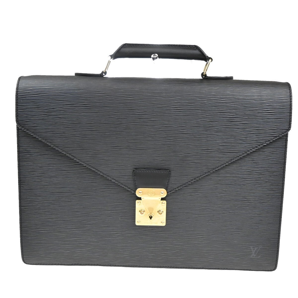 LOUIS VUITTON Serviette Ambassador Briefcase Bag Epi Black GHW M54412 30EE720