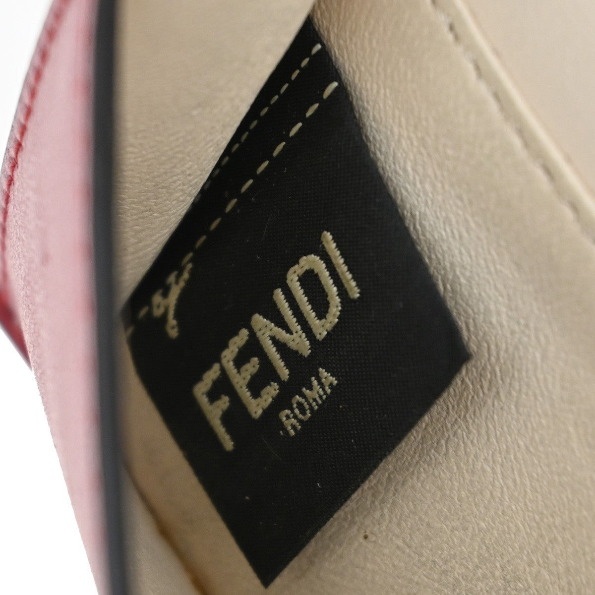 FENDI Logo Peekaboo Compact Trifold Wallet Purse Leather Red GHW Italy 30KB578