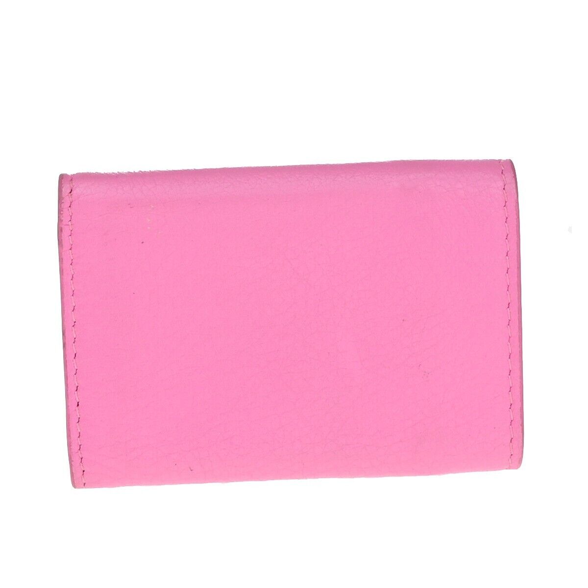 BALENCIAGA Logo Paper Mini Trifold Wallet Purse Leather Pink SHW Italy 62KA225