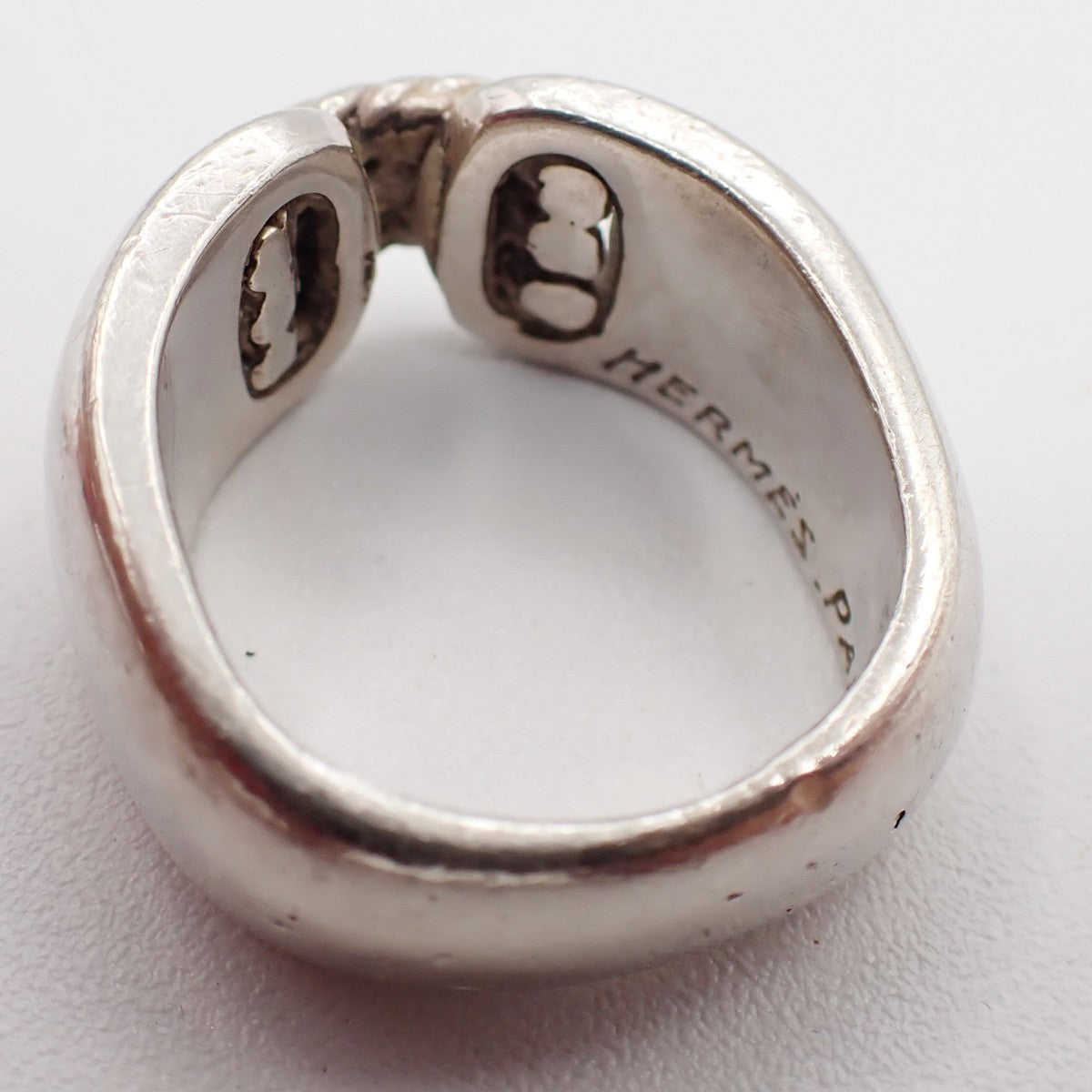 HERMES Logo Suroit Ring Size 53 Silver Accessory 71RF776