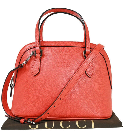 GUCCI Logo 2Way Shoulder Hand Bag Leather Red Silver Leather Italy 11HB885
