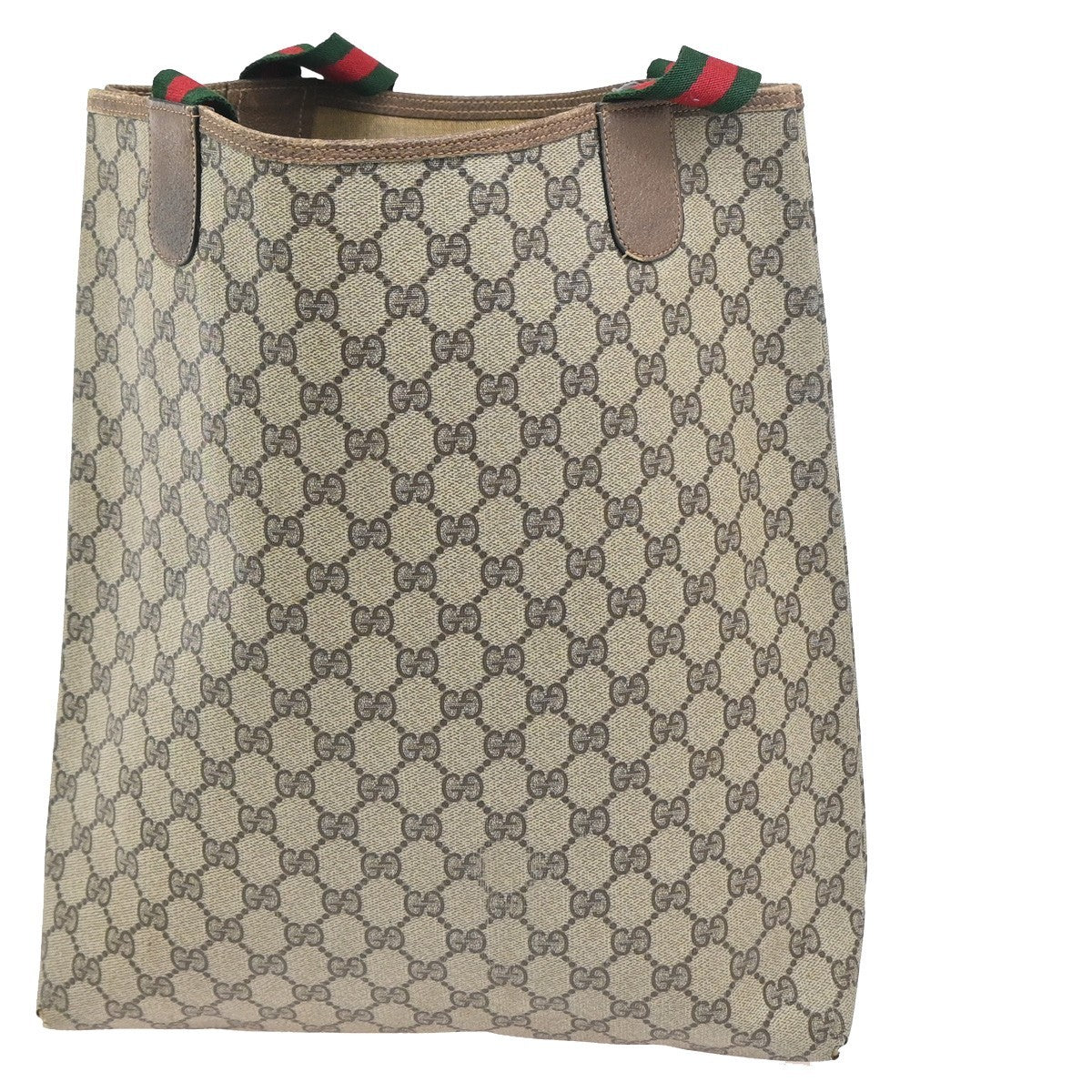 GUCCI Logo Sherry GG Pattern Shoulder Bag PVC Leather Brown Italy 61ZA326