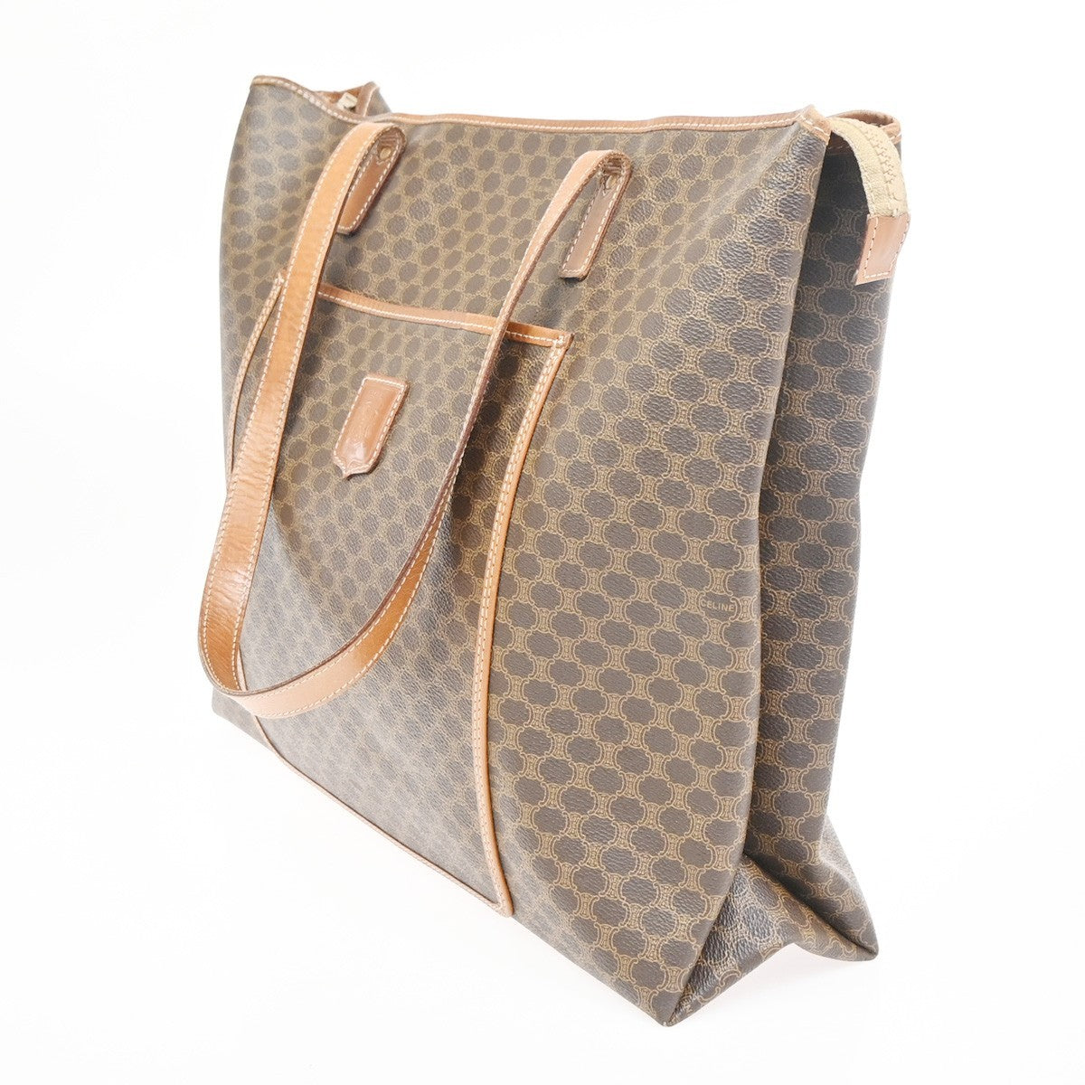 CELINE Logo Macadam Pattern Shoulder Bag PVC Leather Brown GHW Italy 69KC941