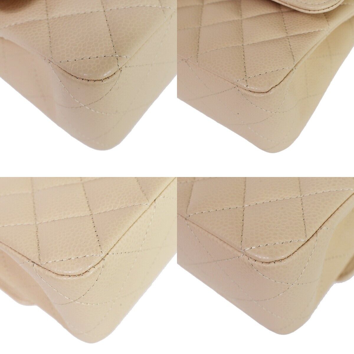 CHANEL CC Matelasse 25 Double Flap Chain Shoulder Bag Caviar Leather 6078LC372