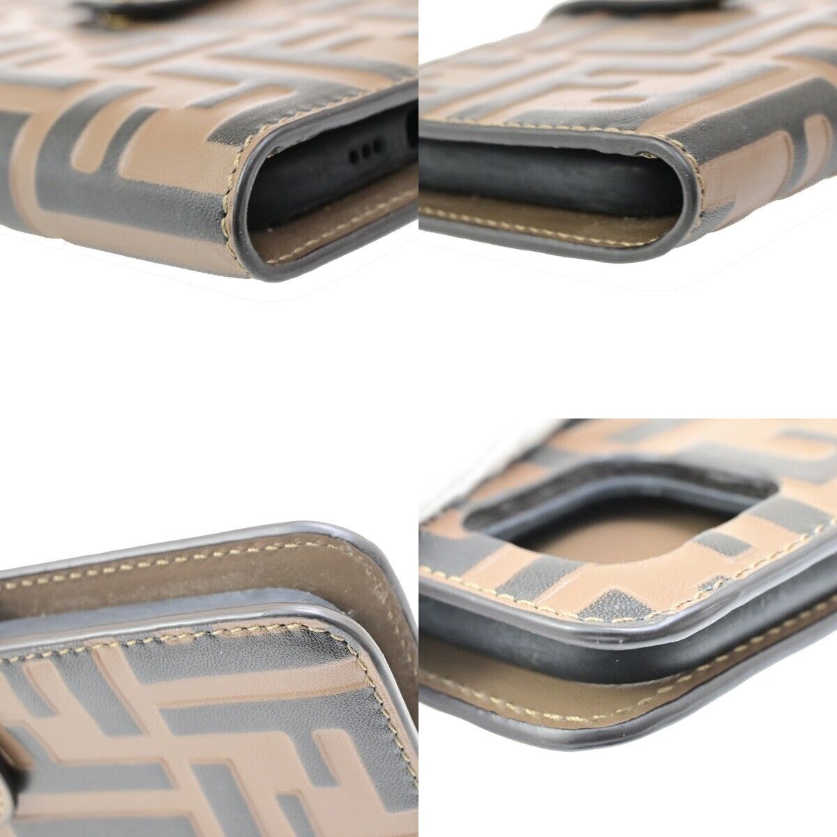 FENDI Logo Zucca Pattern Phone Case iPhone 11 Pro Leather Brown Italy 09SJ441