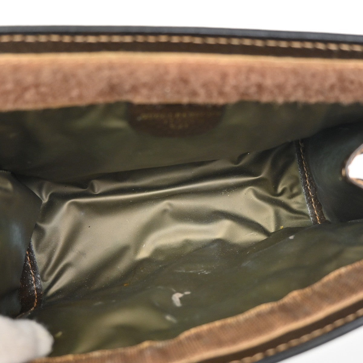 GUCCI Logo GG Mini Pattern Sherry Pouch Bag PVC Leather Brown Italy 67KP163