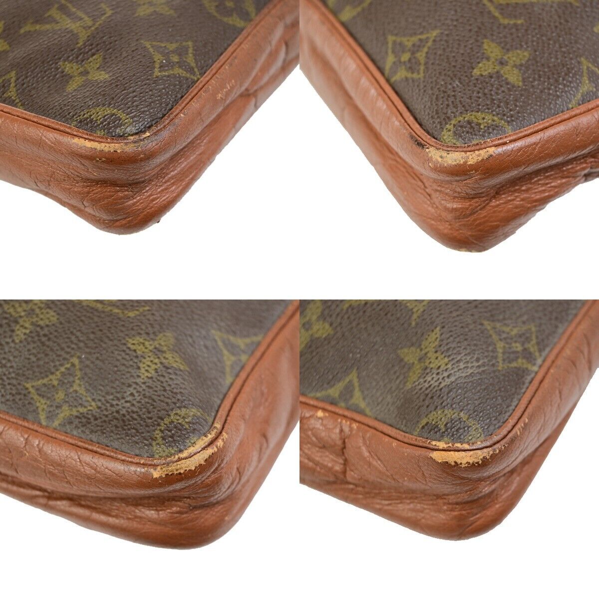 LOUIS VUITTON LV Logo Clutch Hand Bag Monogram Leather Brown france 01EC999