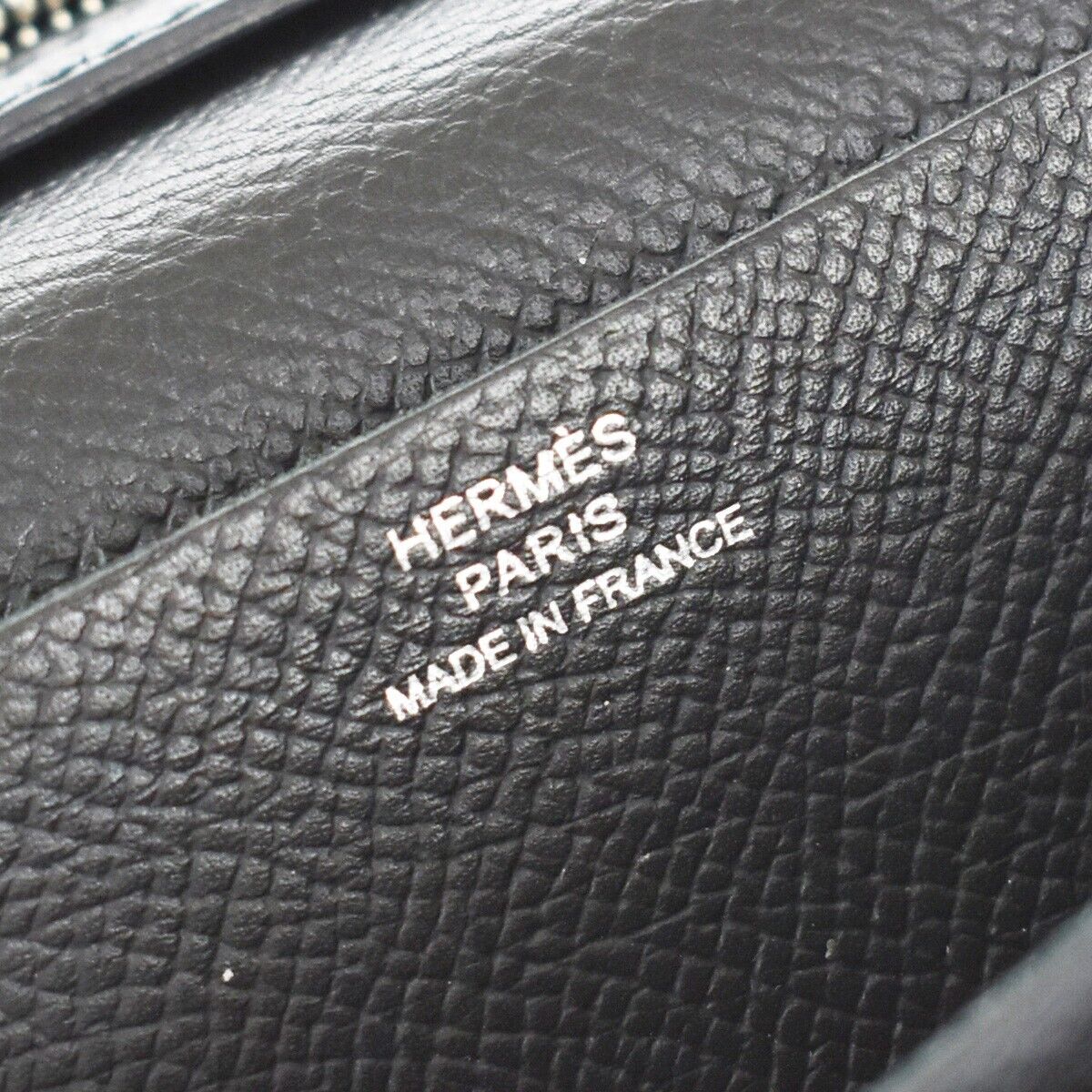 HERMES Logos Bearn Long Bifold Wallet Purse ▢L Veau Epsom Leather Black 85YC192