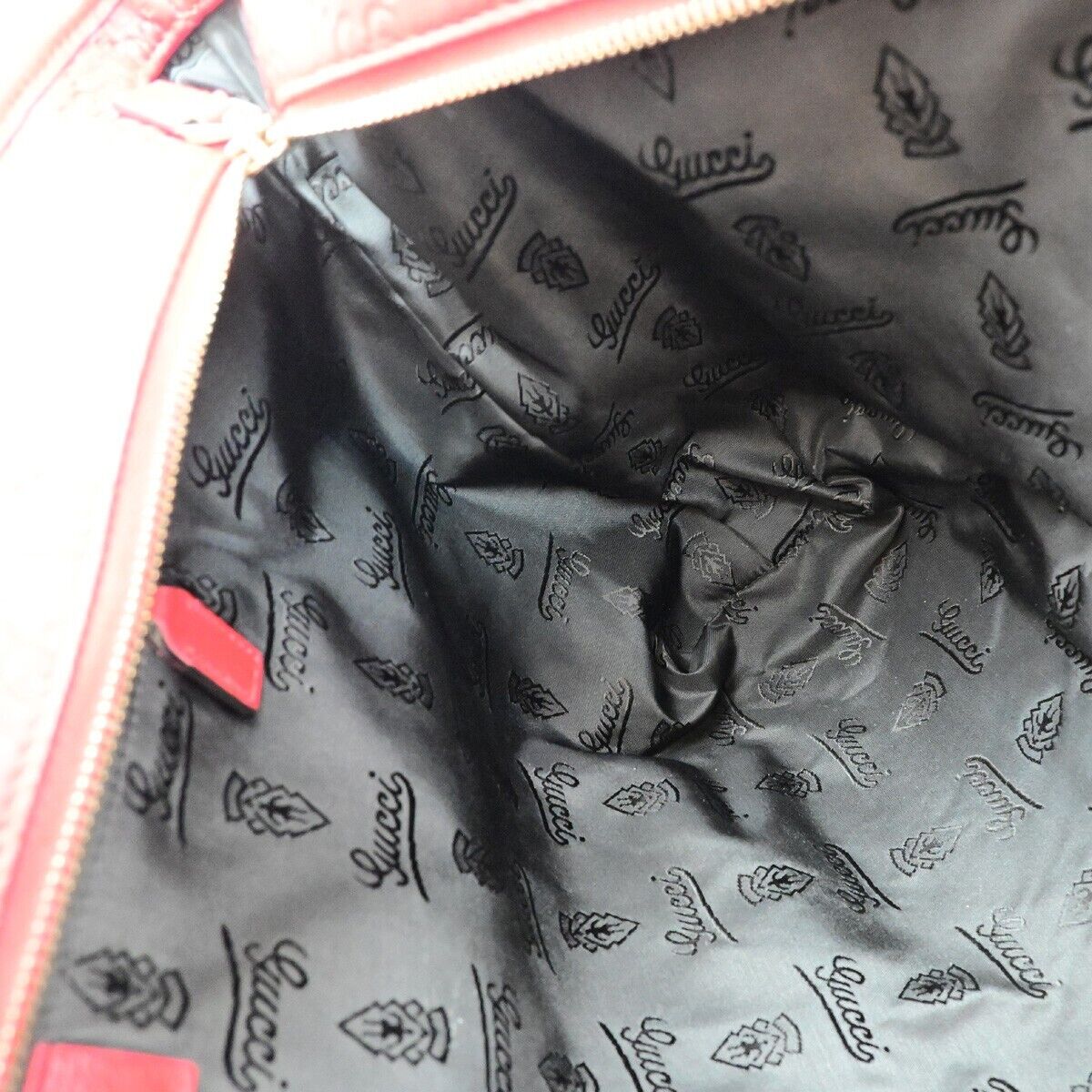 GUCCI Logo Guccissima GG Pattern Shoulder Tote  Bag Leather Red GHW 87ED994