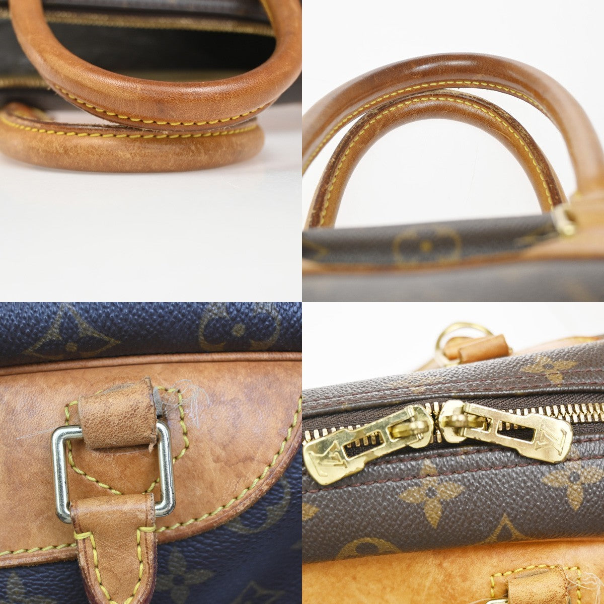LOUIS VUITTON LV Logo Deauville Hand Bag Monogram Leather Brown M47270 33ZA071