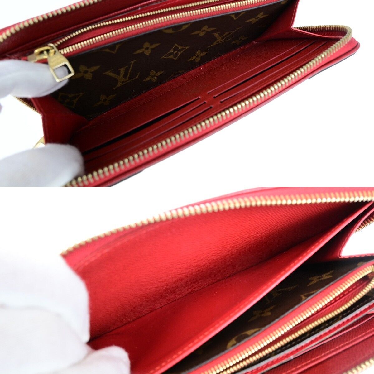 LOUIS VUITTON LV Long Zippy  Wallet Monogram Retiro Brown Red M61187 80ED264