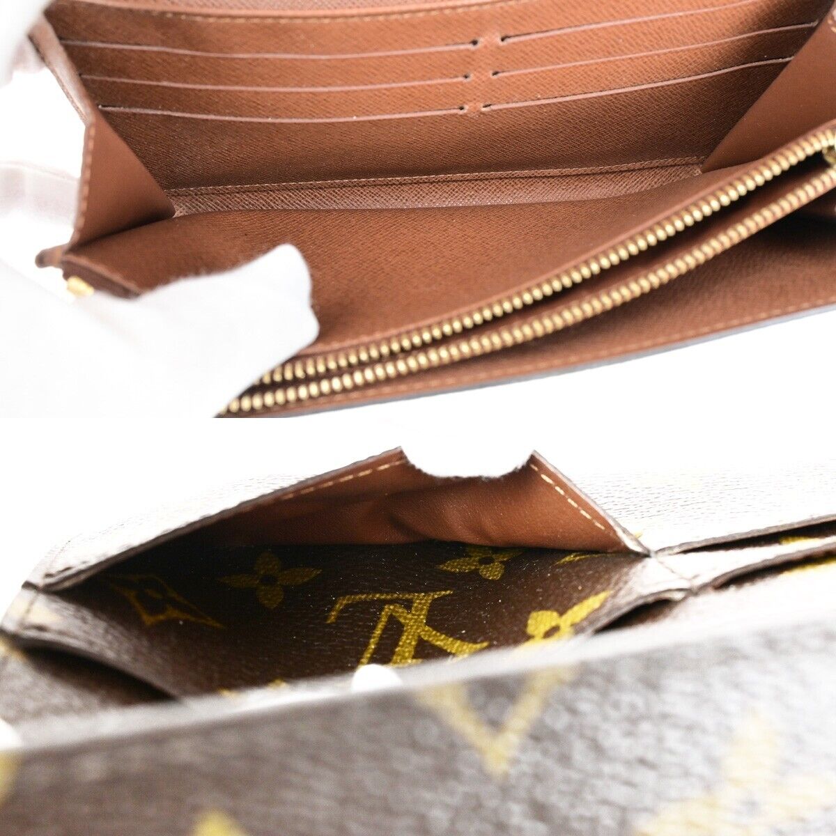 LOUIS VUITTON Logo Portefeuille Sarah Long Wallet Monogram Brown M61734 66EC976