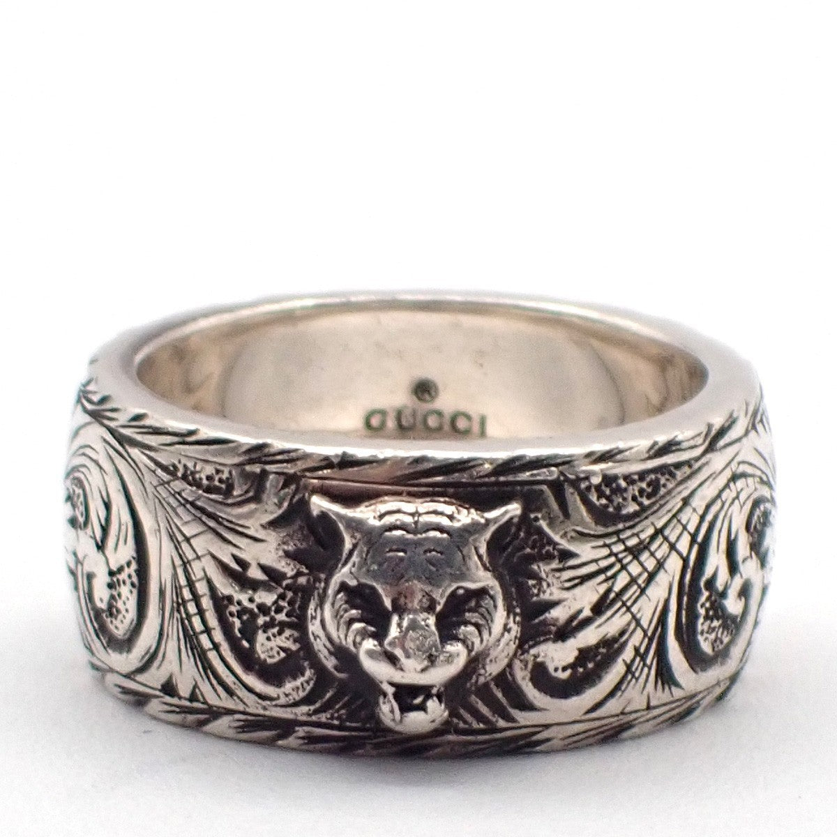 GUCCI GG Logo Tiger Head Ring Silver 925 Size JP 15/ US 7.5 Italy 63RL804