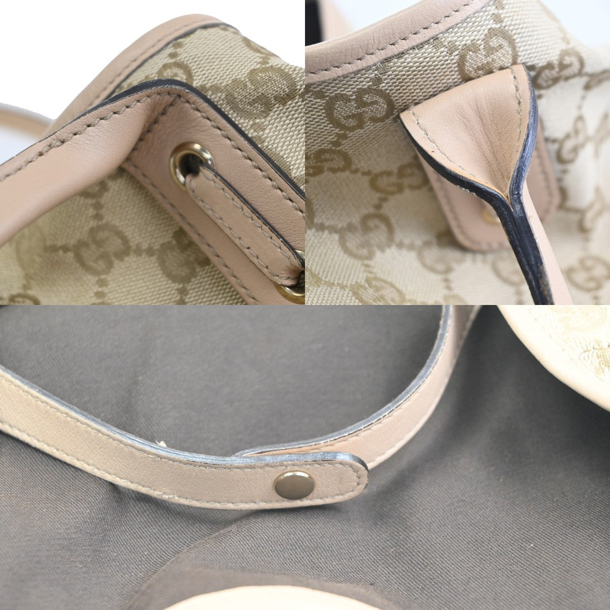 GUCCI Princy GG Shoulder Tote Hand Bag Canvas Leather Beige GHW Italy 84CA774