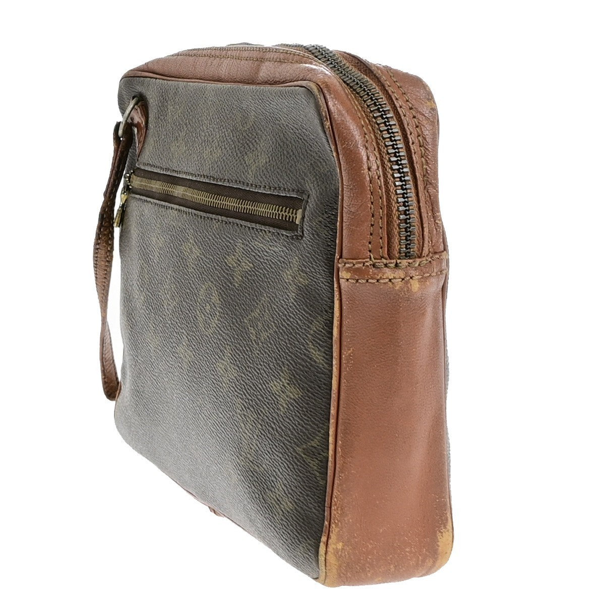 LOUIS VUITTON Sac Sport Clutch Hand Bag Monogram Leather Brown France 07KC335