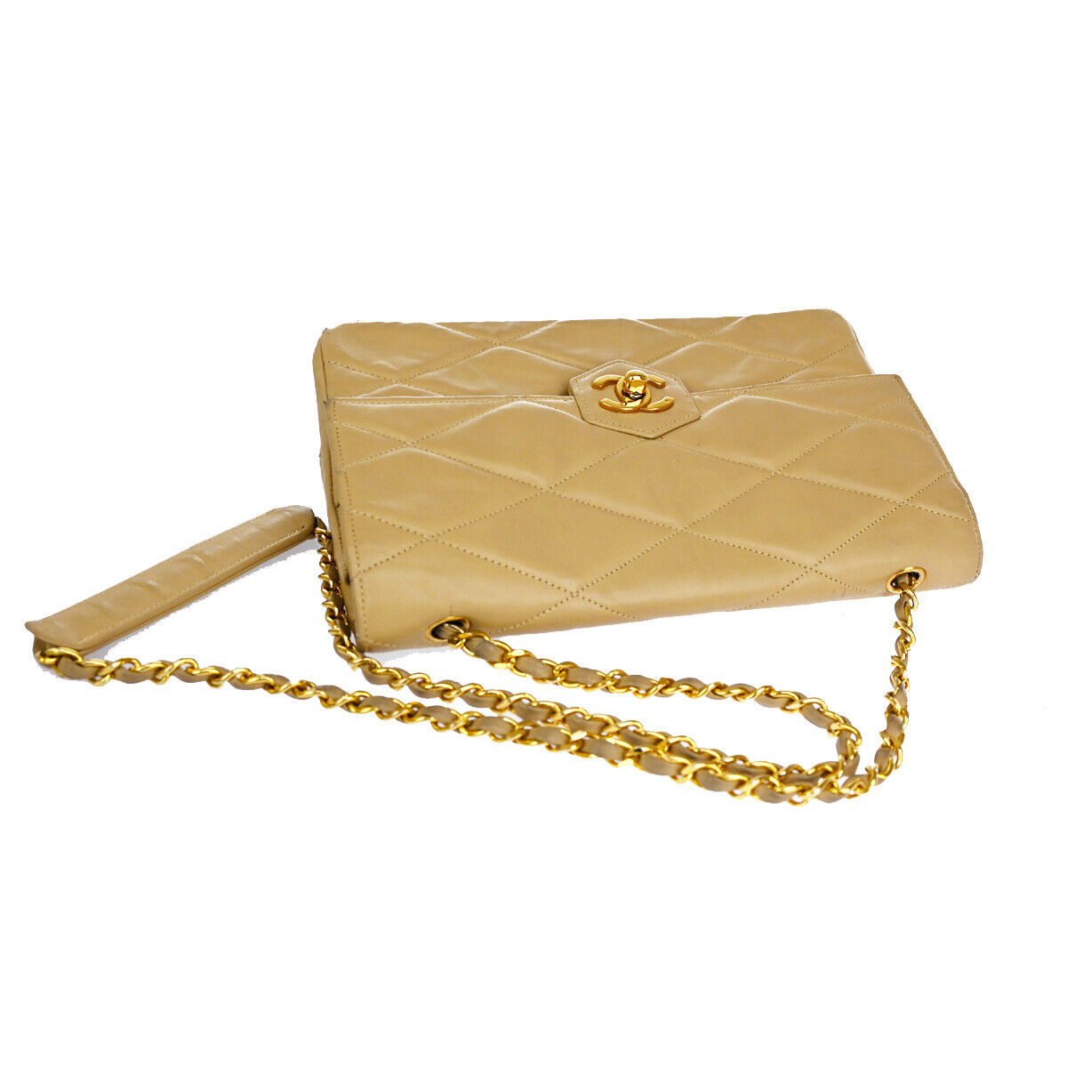 CHANEL CC Matelasse 23 Chain Shoulder Bag Leather Beige GHW Vintage 695RJ532