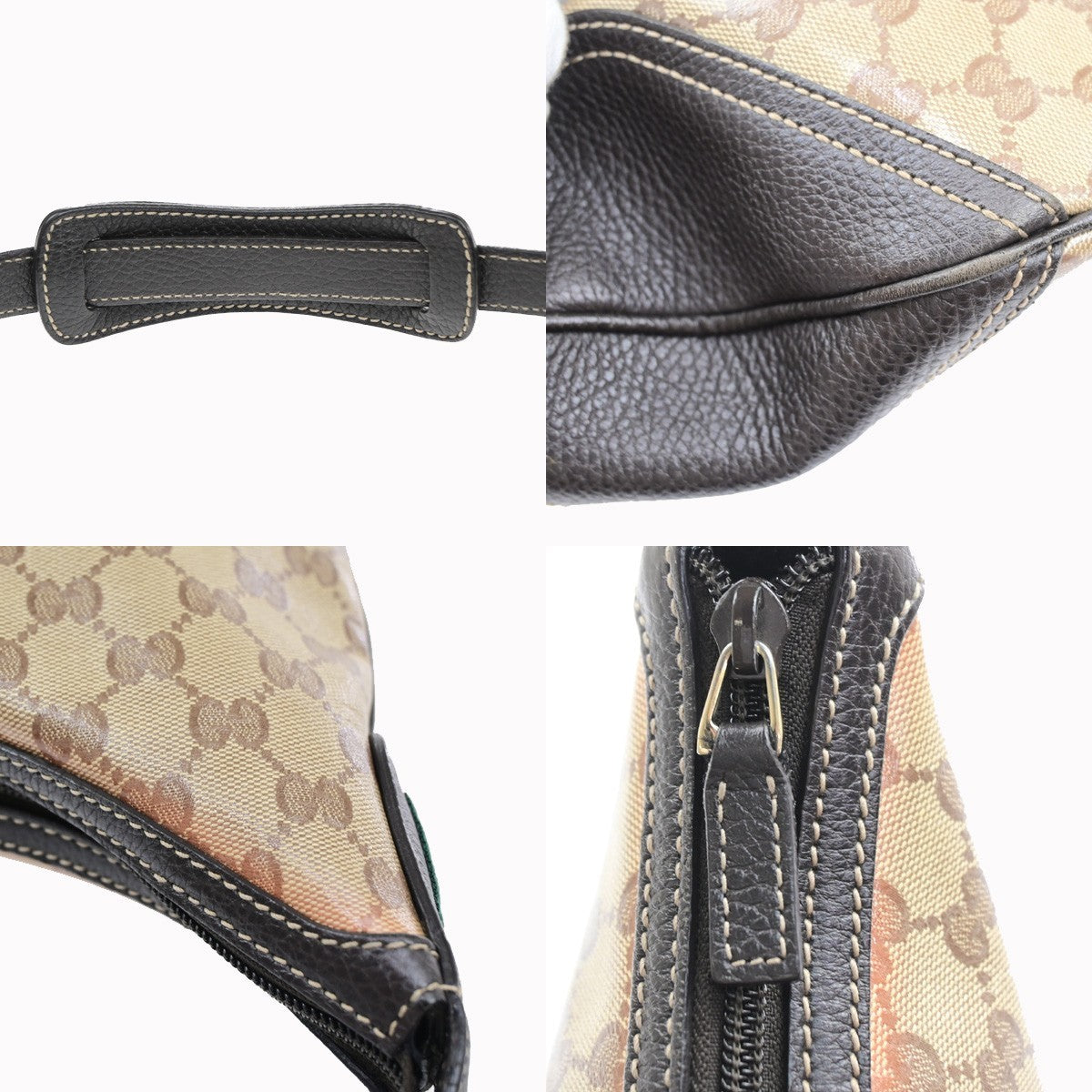 GUCCI Logo GG Crystal Sherry Shoulder Bag PVC Leather Brown GHW Italy 87MA714