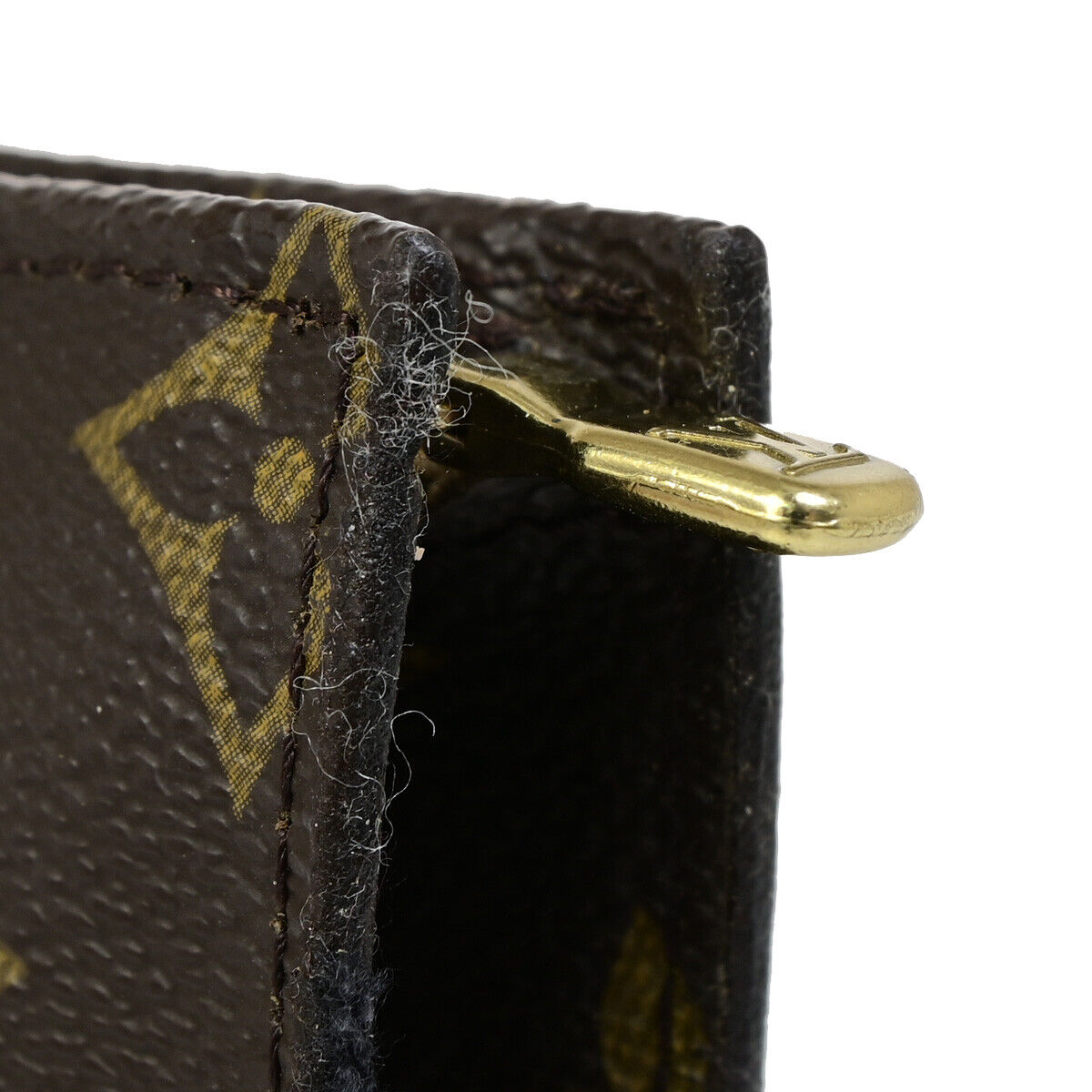 LOUIS VUITTON Logo BUCKET PM Pouch Bag Monogram Leather Brown France 04YE969
