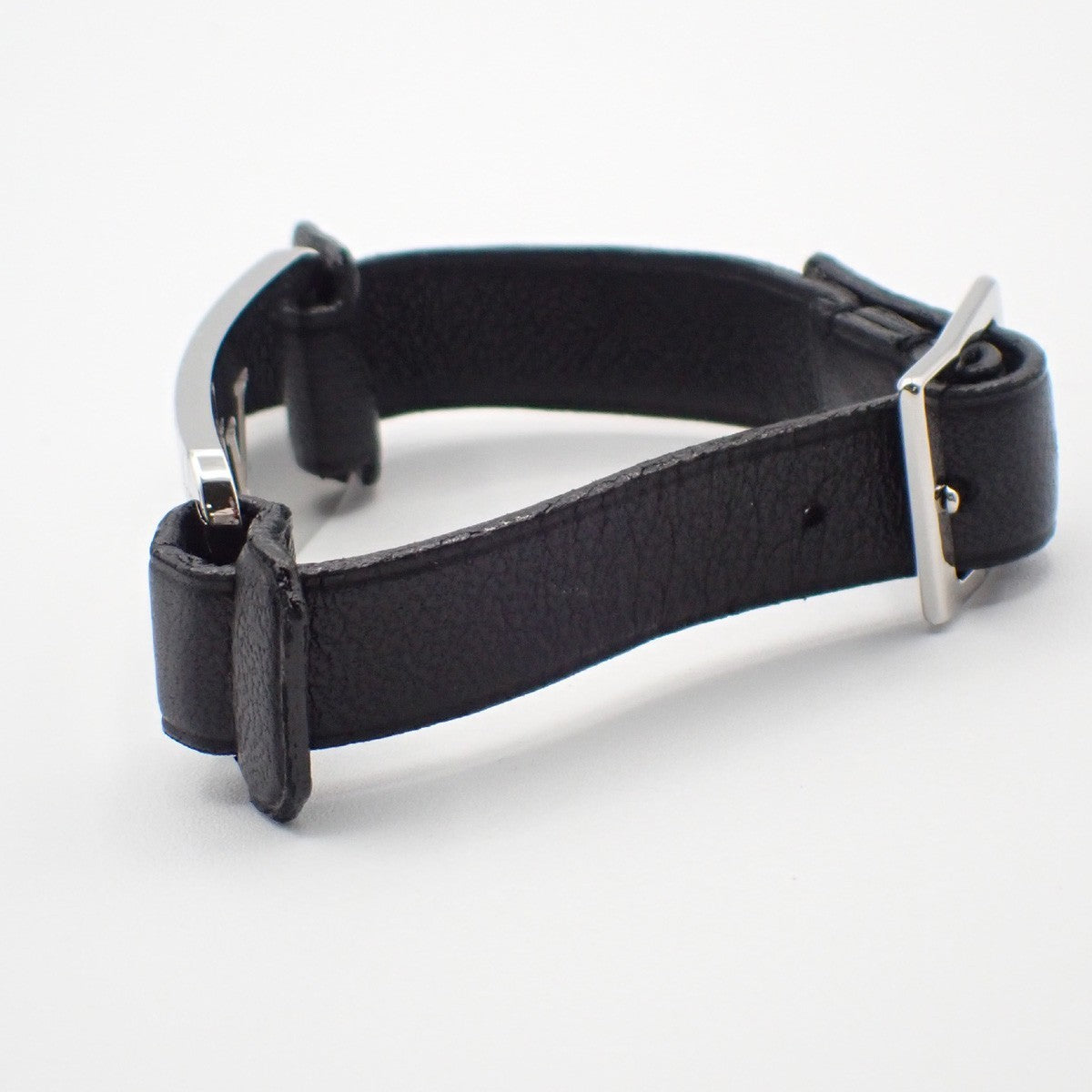 LOUIS VUITTON Champs Elysees Bracelet Leather Black Silver M65458 02KP066