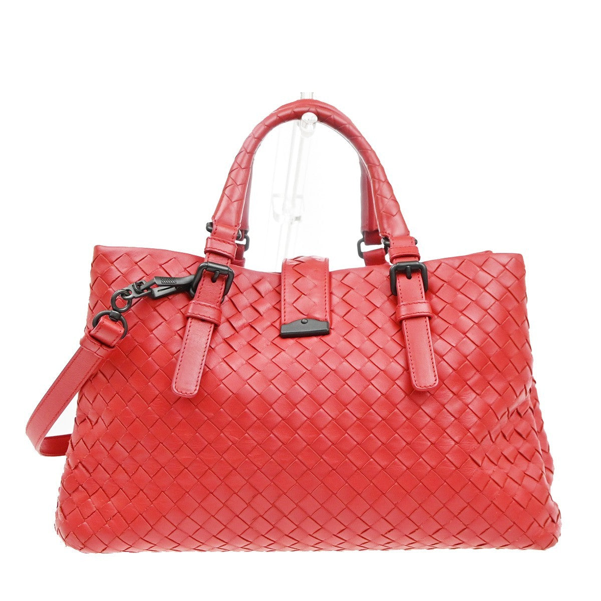 BOTTEGA VENETA Logo Intrecciato Roma 2way Shoulder Hand Bag Leather Red 91MA415
