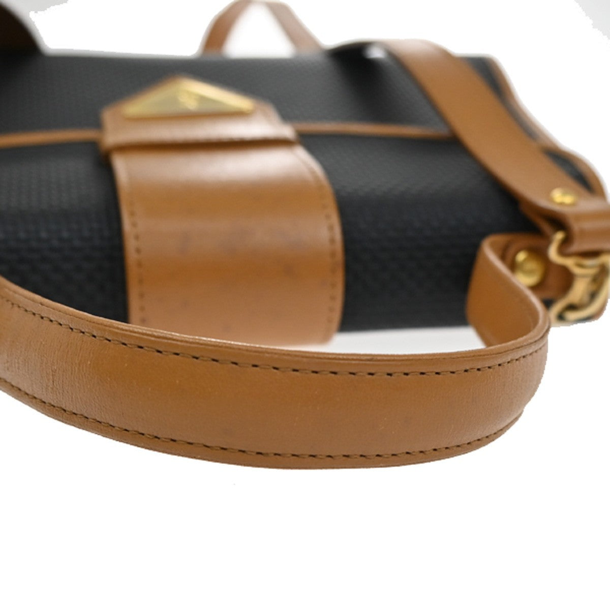 YVES SAINT LAURENT YSL Logo 2Way Hand Bag PVC Leather Black Brown 80YH823
