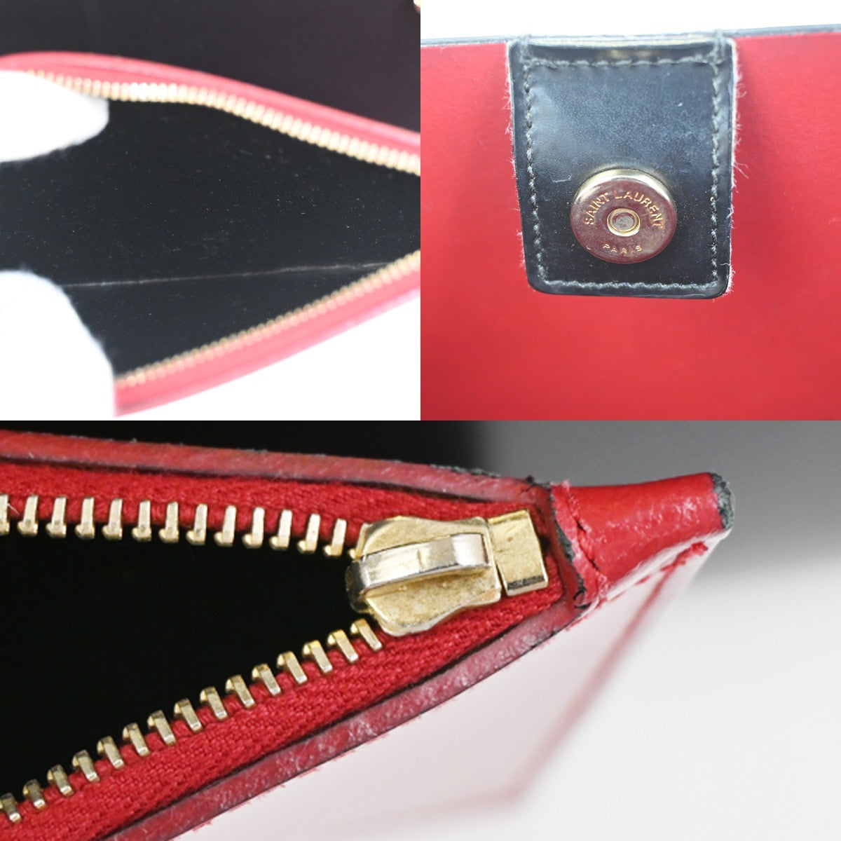 SAINT LAURENT  Shoulder Hand Tote Bag Pouch Leather Black GHW Italy 95RL924