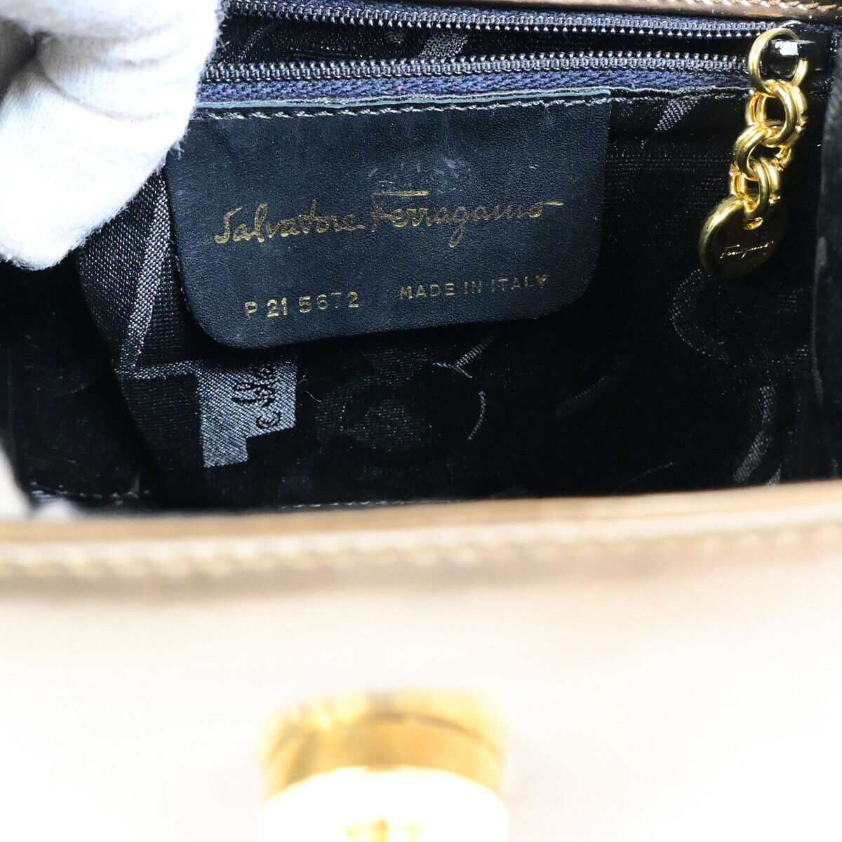 SALVATORE FERRAGAMO Gancini 2Way Shoulder Hand Bag Leather Bronze GHW 81YF996