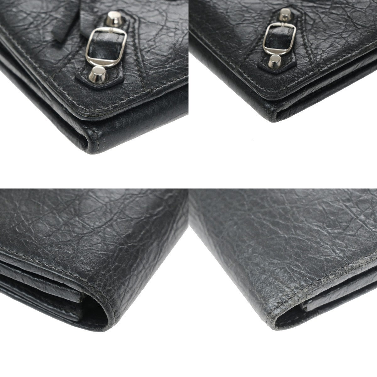 BALENCIAGA Logo Classic Money Long Wallet Purse Leather Black SHW 62CB073