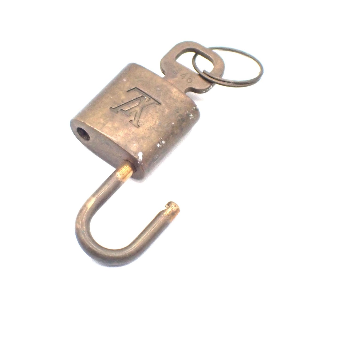 40.Live LOUIS VUITTON LV 10 SET PADLOCK KEY BAG CHARM CADENA GOLD PLATED 03EG409