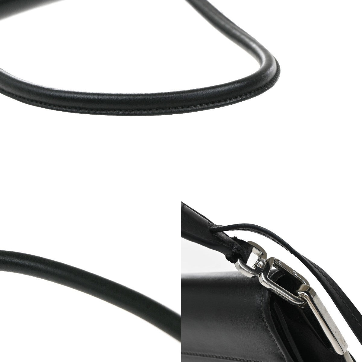 PRADA Logo Shoulder Hand Bag Leather Black SHW Italy 74RF249