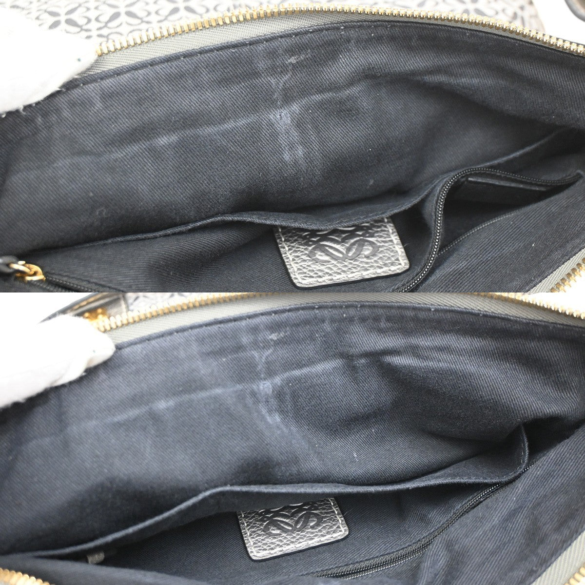 LOEWE Logo New Road Crossbody Shoulder Bag Canvas Leather Gray GHW 30KB767