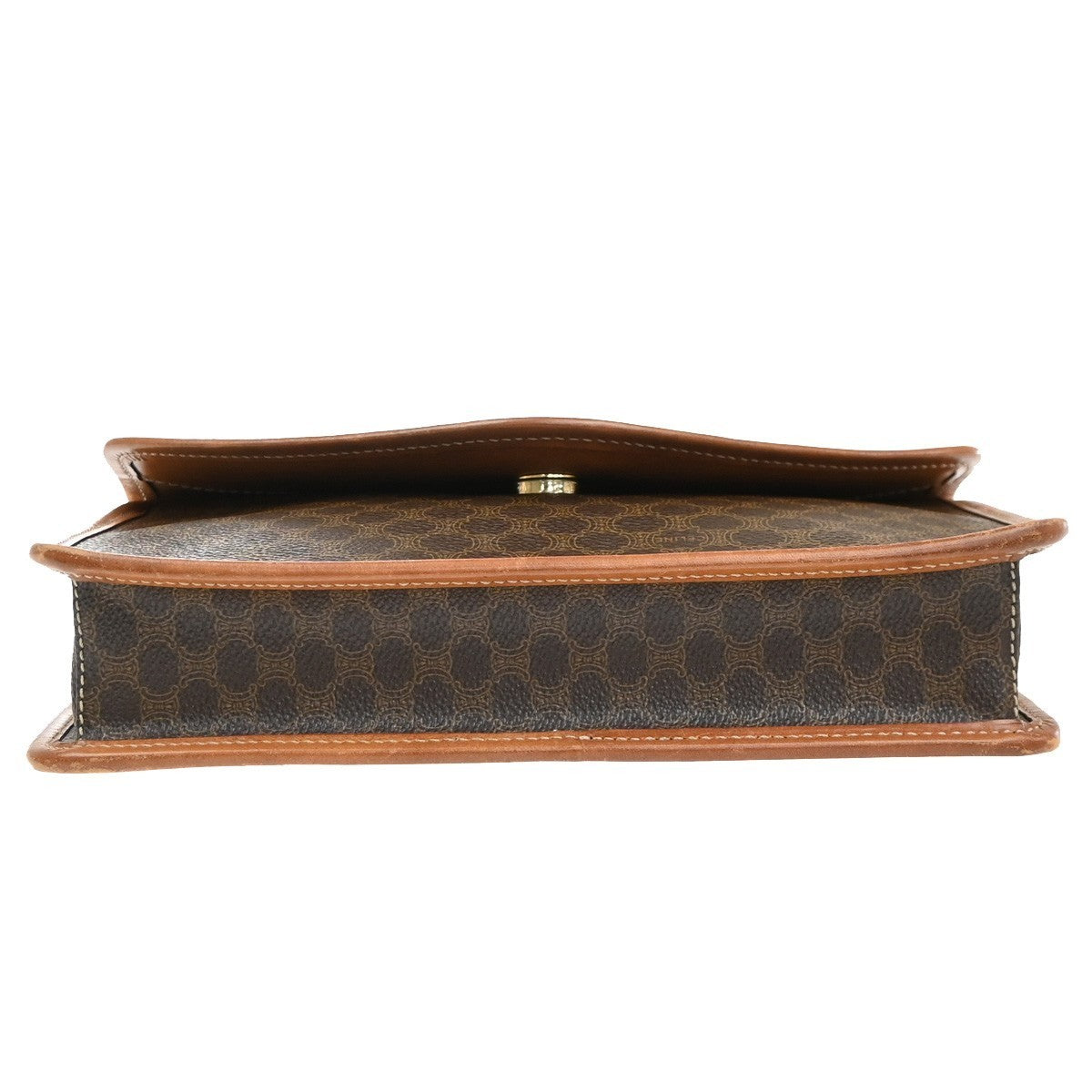 CELINE Logo Macadam Pattern Shoulder Bag PVC Leather Brown GHW Italy 31MA650