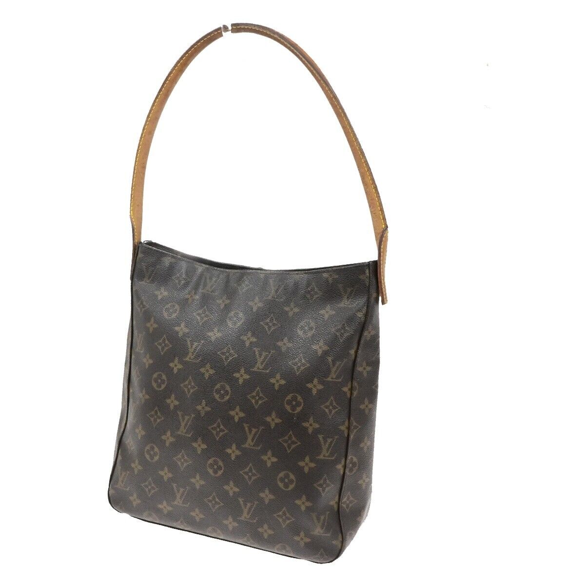 LOUIS VUITTON Logo Looping GM Shoulder Bag Monogram Leather Brown M51145 39EE116