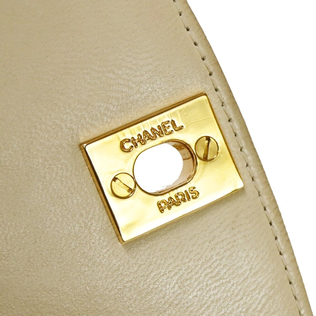 CHANEL CC Logo Diana Matelasse 25 Chain Shoulder Bag Leather Beige GHW 898RH912
