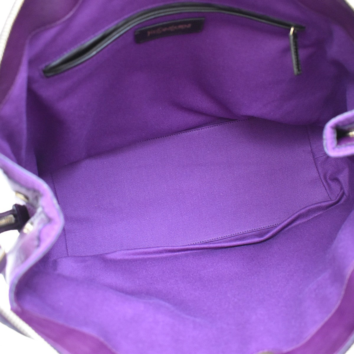 YVES SAINT LAURENT YSL Logo Hand Bag Leather Purple GHW Italy 32EF751