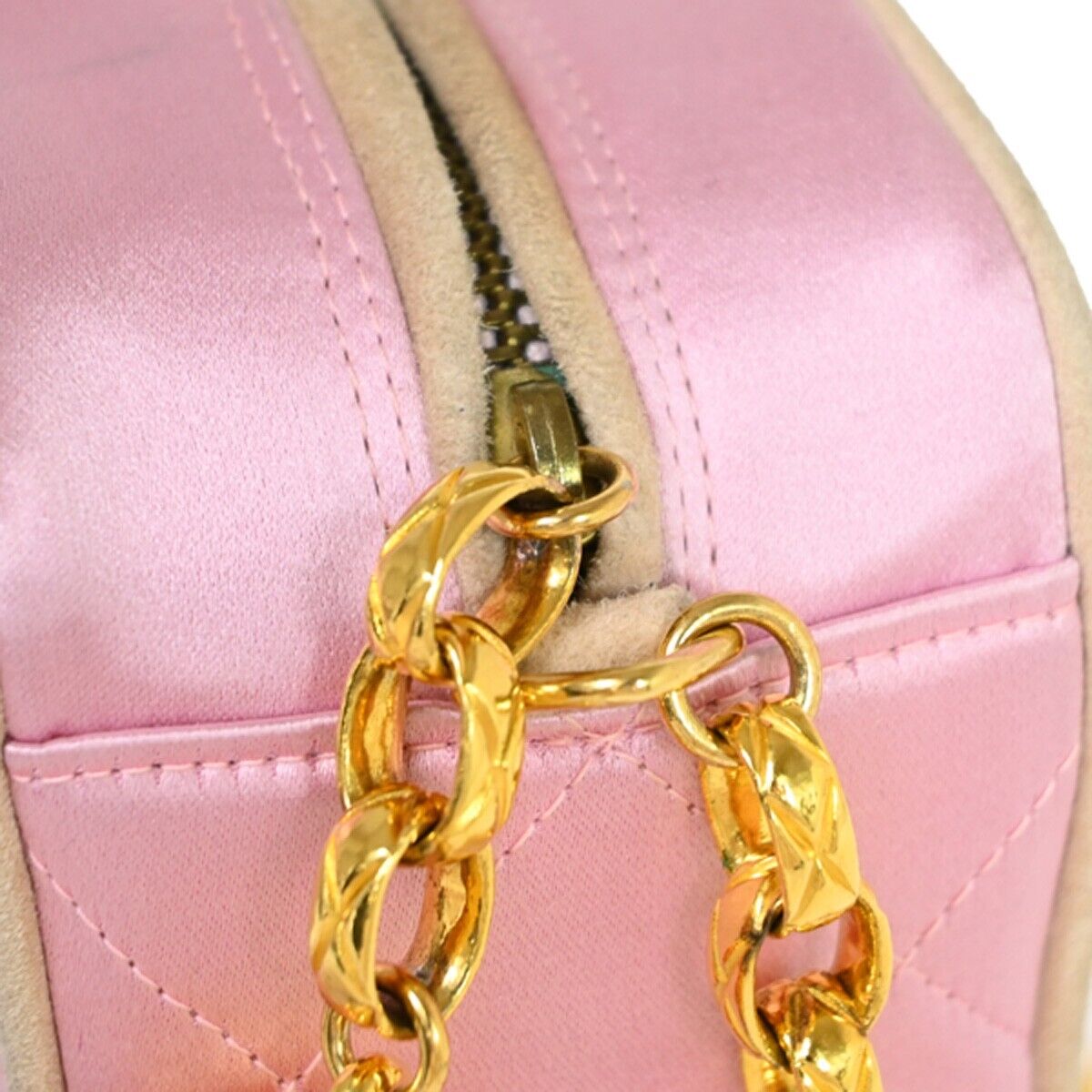 CHANEL CC Logo Mini Matelasse Tassel Chain Shoulder Bag Satin Pink GHW 696KA088