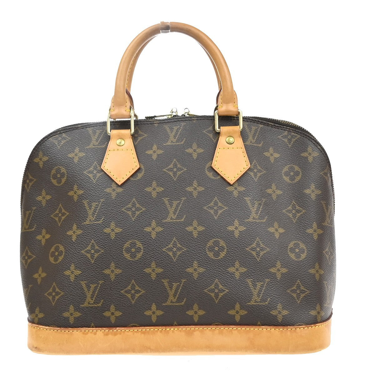 LOUIS VUITTON LV Logo Alma Hand Bag Monogram Leather Brown France M51130 17MA583