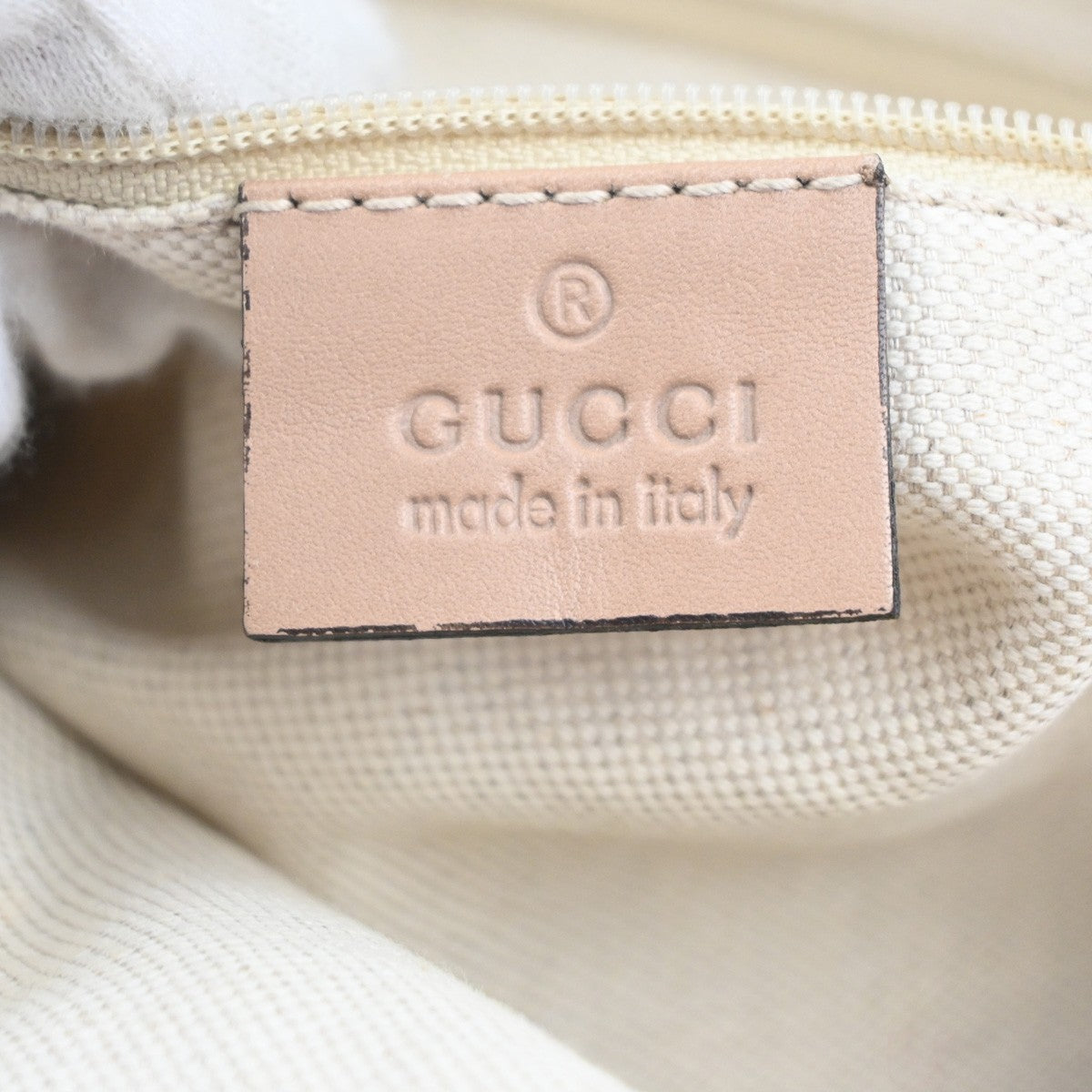 GUCCI GG Logo Diamante Sukey Shoulder Hand Bag Canvas Leather Beige Pink 74KC440