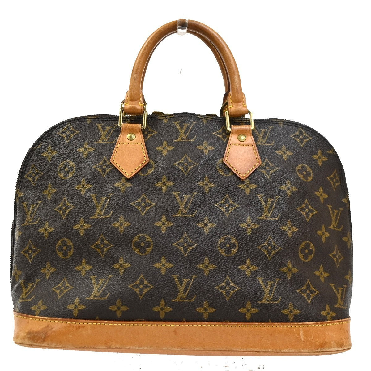 LOUIS VUITTON LV Logo Alma Hand Bag Monogram Leather Brown USA M51130 85YH972