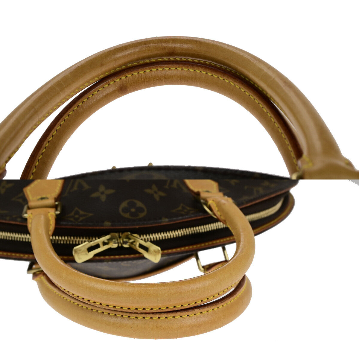 LOUIS VUITTON LV Logo Ellipse MM Hand Bag Monogram Leather Brown M51126 70YG626