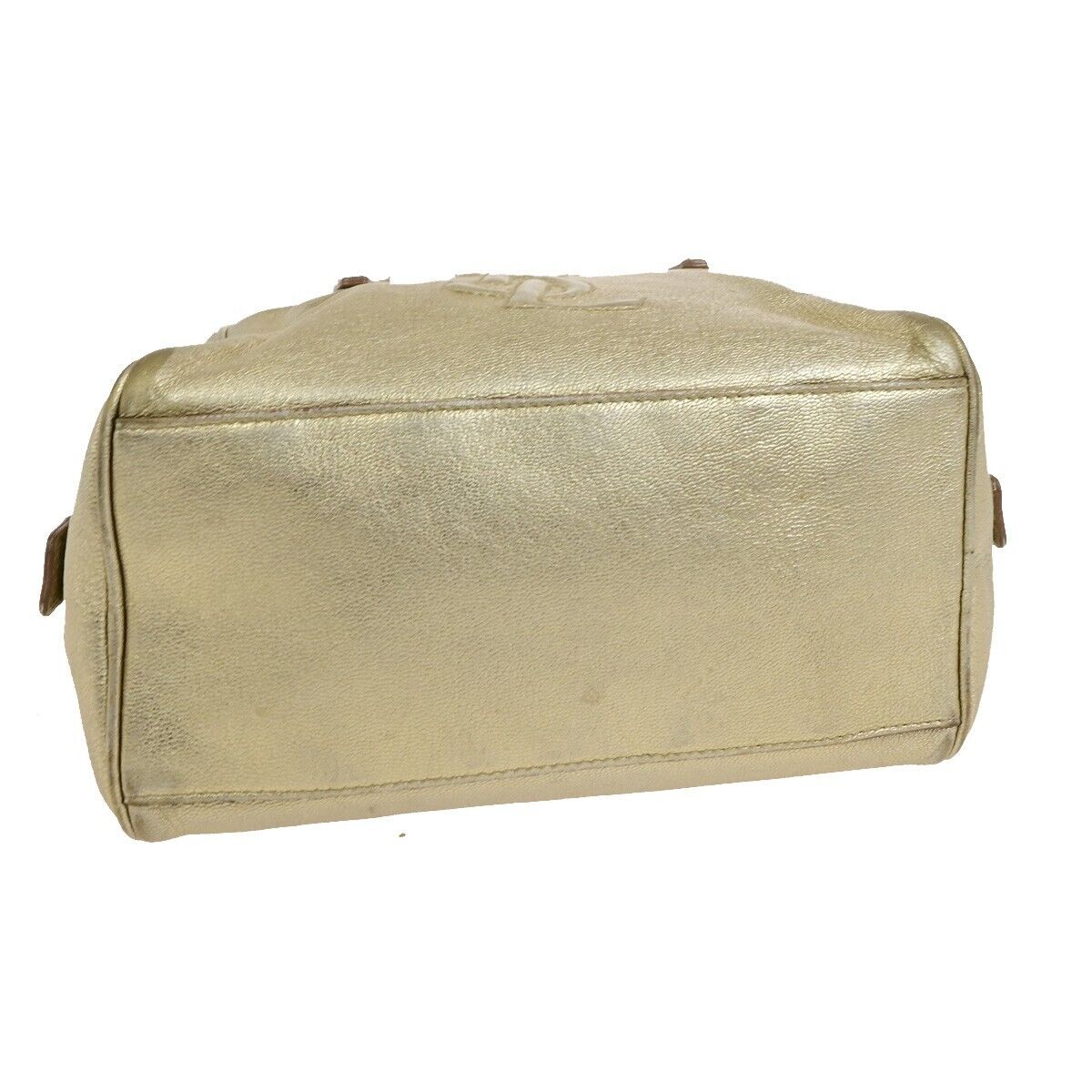 YVES SAINT LAURENT YSL Logo Small Hand Bag Leather Gold Italy 05FB447