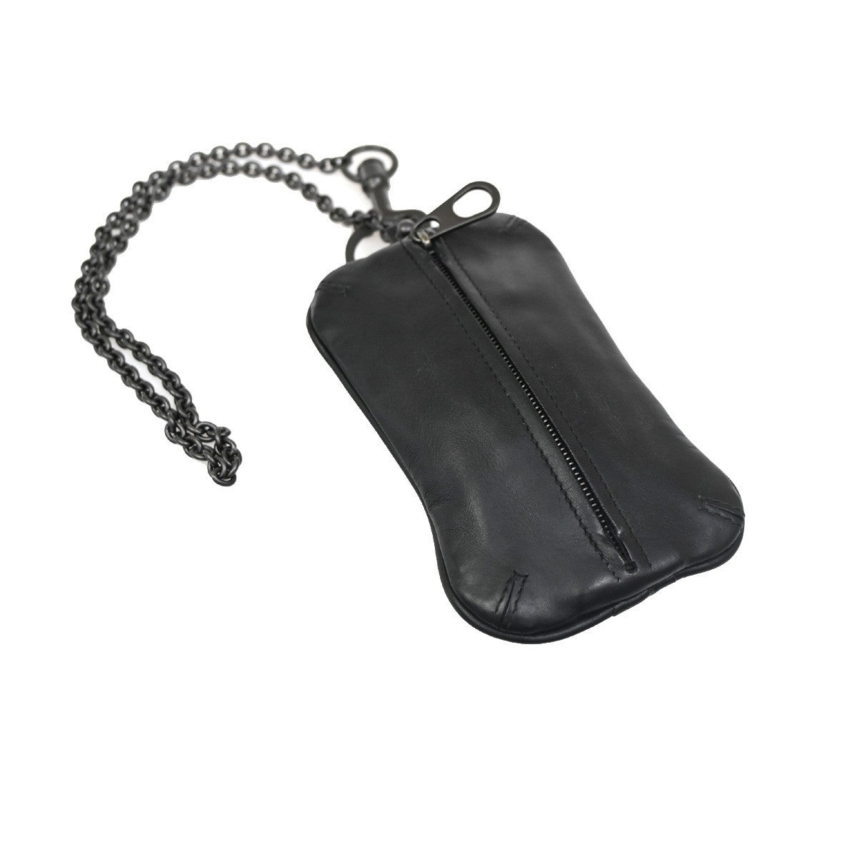 BOTTEGA VENETA Intrecciato Chain Coin Case Wallet Leather Black Italy 65KC161