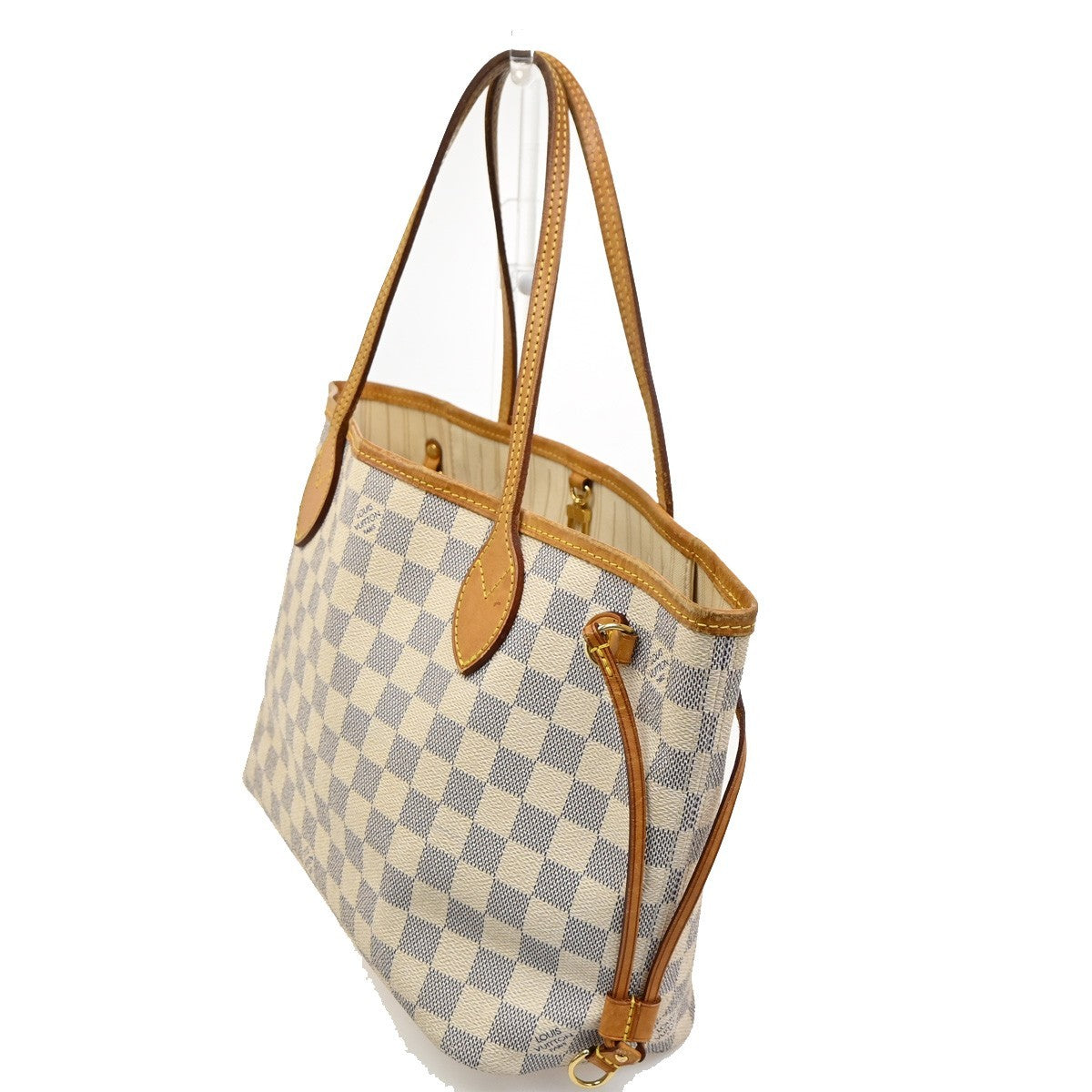 LOUIS VUITTON Neverfull PM Shoulder Tote Bag Damier Azur Leather N51110 93TA255