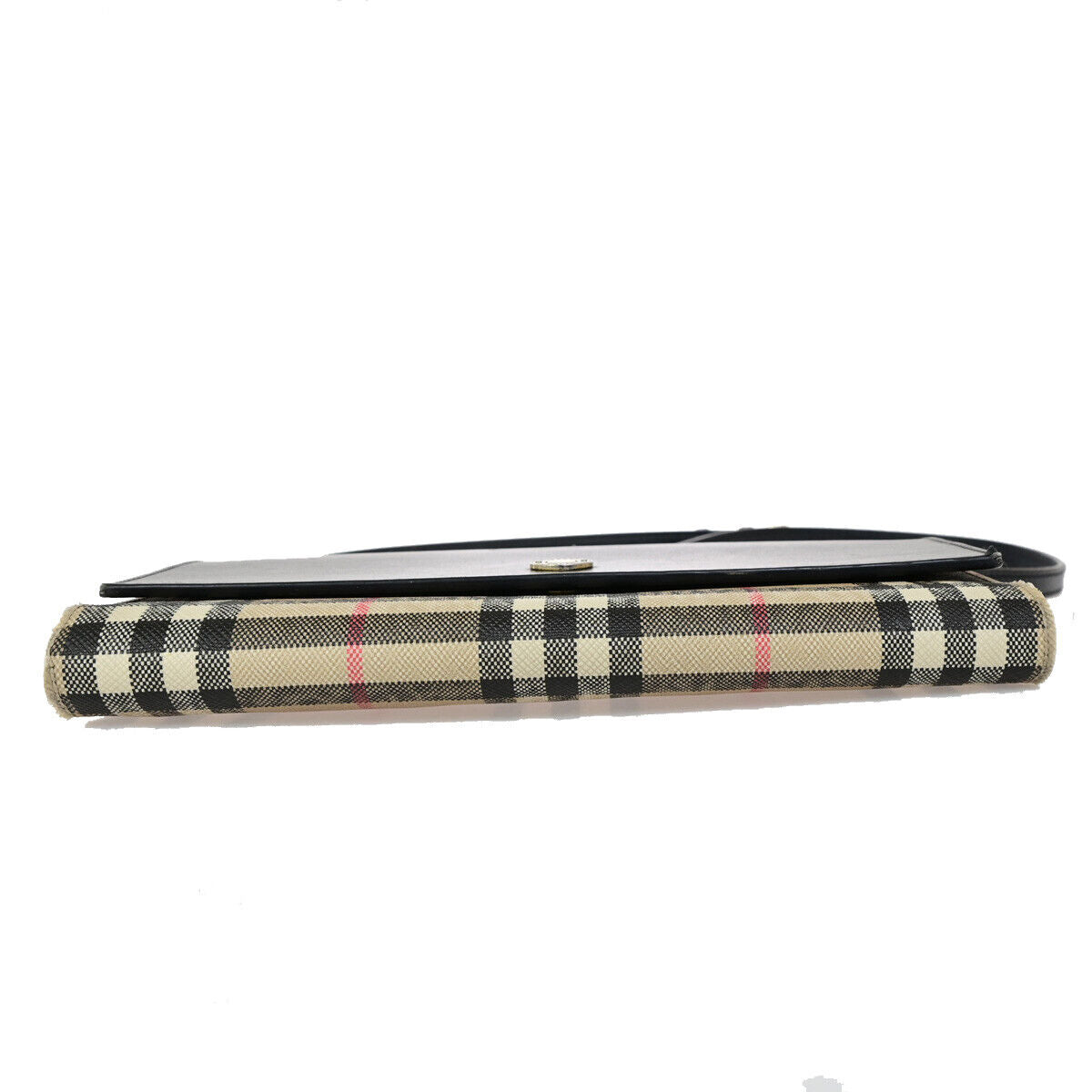 BURBERRY Logo Wallet Shoulder Bag Nova Check Leather PVC Black GHW 31SJ436